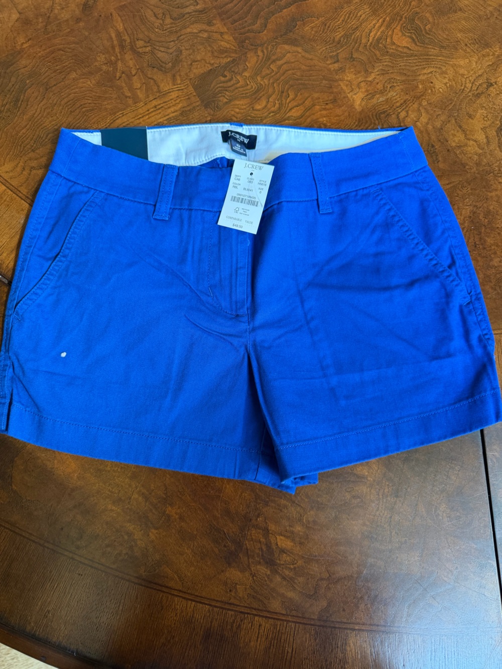 J. Crew Women's Royal Blue Chino Shorts 3.5” NWT size 0